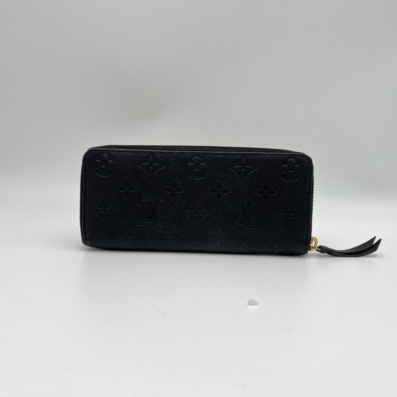 Zippy Long Black Wallet in Monogram Empreinte Leather, Gold hardware