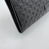 Long Flap Black Wallet in Guccissima Leather, Silver hardware