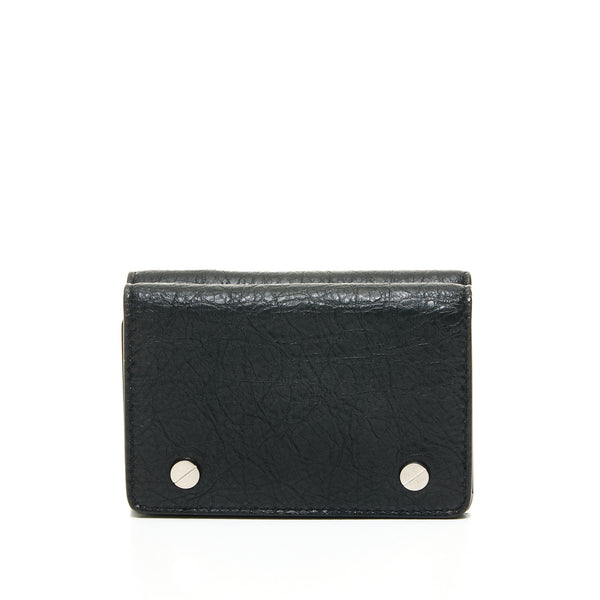 Screw Stud Small Wallet in Distressed leather, Silver Hardware