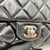 Quilted Shoulder bag in Patent leather, Silver Hardware