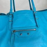 Paper A4 Top handle bag in Distressed leather, Silver Hardware