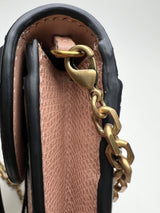 Saddle Wallet on chain in Calfskin, Gold Hardware