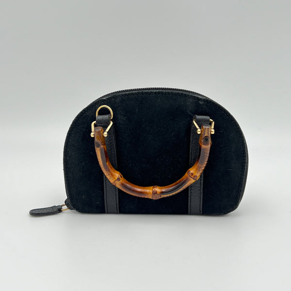 BAMBOO SUEDE Mini Top handle bag in Suede leather, Gold Hardware