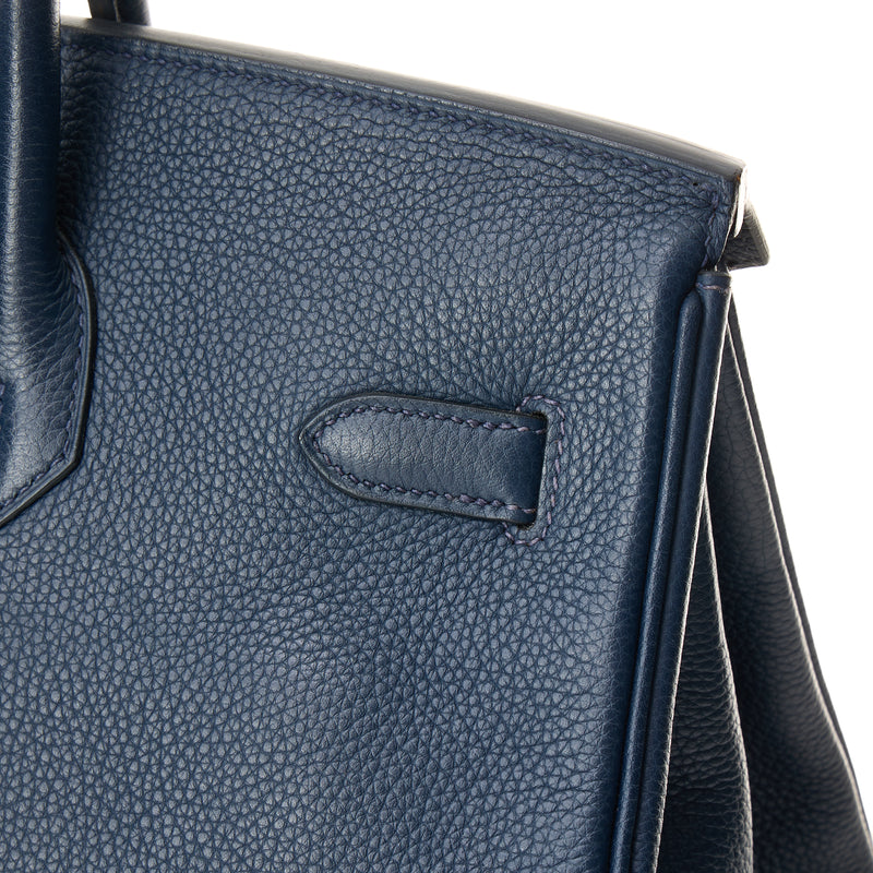 Birkin 35 Top handle bag in Clemence Taurillon leather, Palladium Hardware