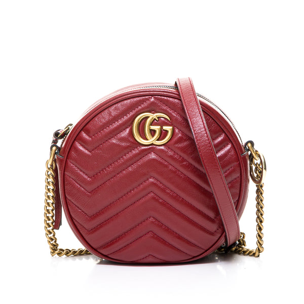 Marmont Round Crossbody bag in Leather, Gold Hardware