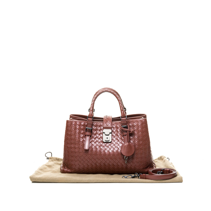 Bottega Veneta Roma Handbag in Brown Intrecciato Leather