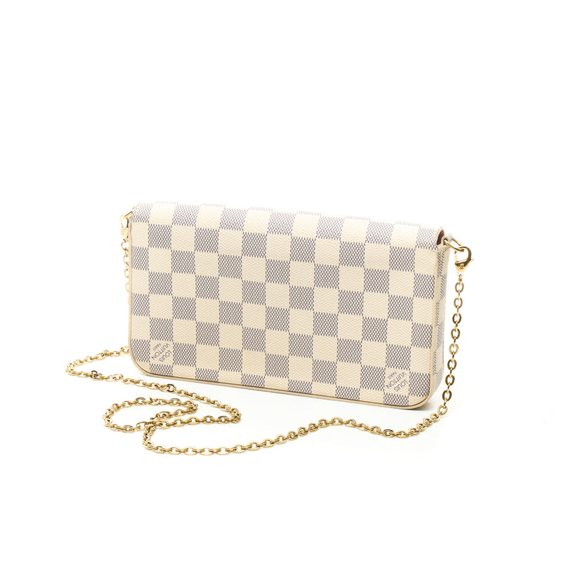 Felicie Pochette Damier Azur Crossbody bag in Coated canvas, Gold Hard