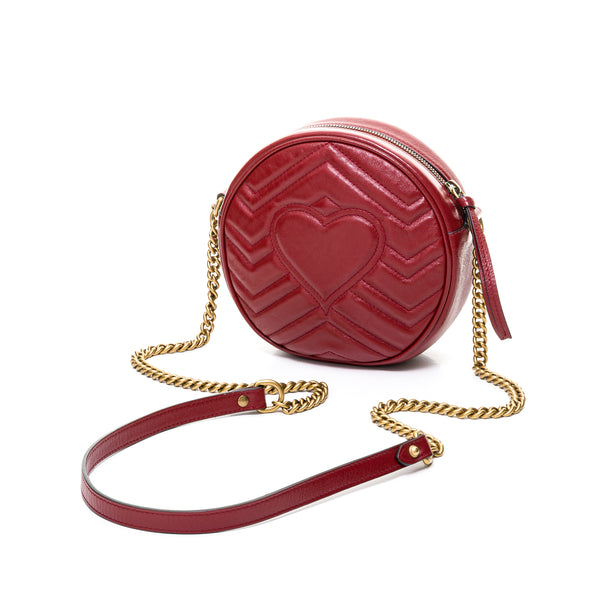 Marmont Round Crossbody bag in Leather, Gold Hardware