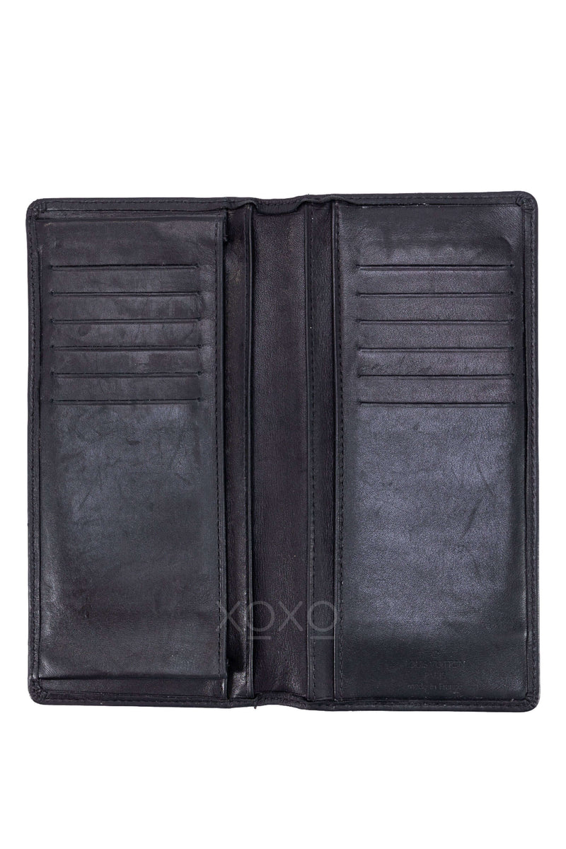 Long Fold Wallet Leather Black