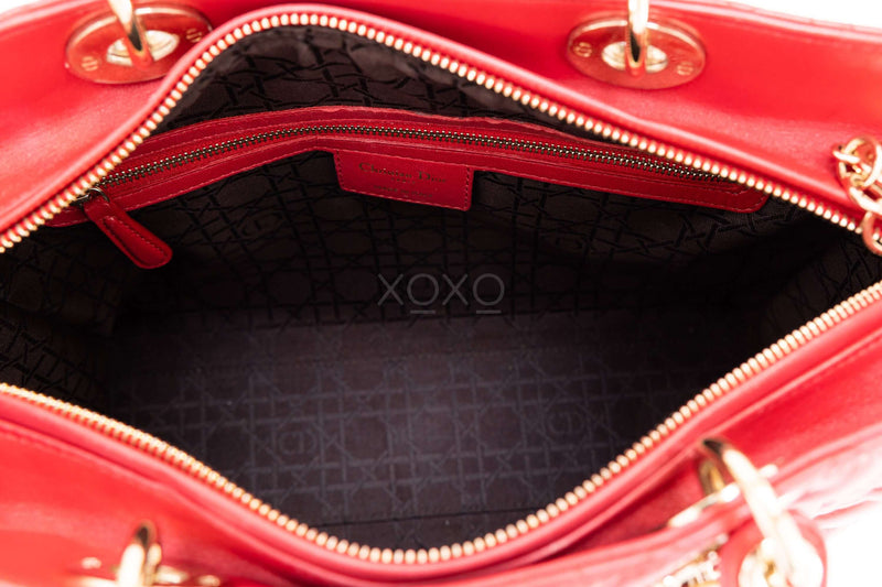 Lady Dior Large Lambskin Red