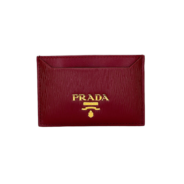 Logo Small Card holder in Saffiano leather, Gold Hardware