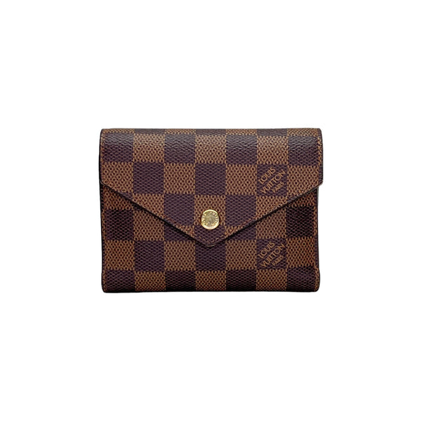 Victorine Damier Ebene Compact Wallet in Coated canvas, Gold Hardware